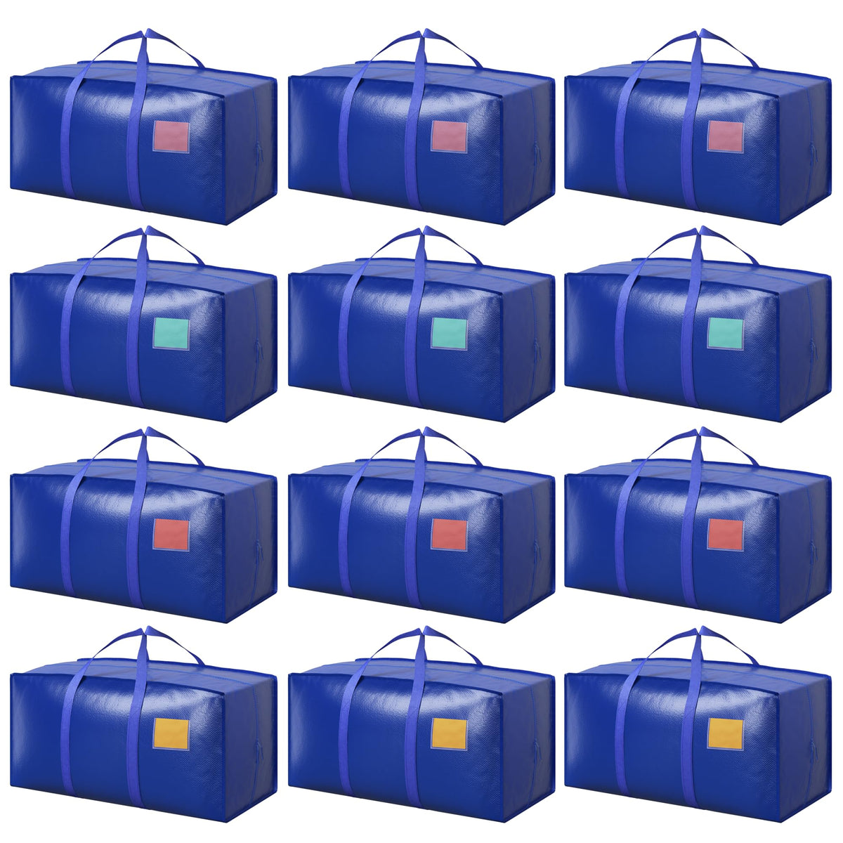 6 Pack Moving Bags Heavy Duty 210GSM with Full-Open Side Zipper, 93L 220lbs Waterproof Foldable Storage Totes for College Dorm Move-In, Moving Boxes Alternative & Home Organization, Blue