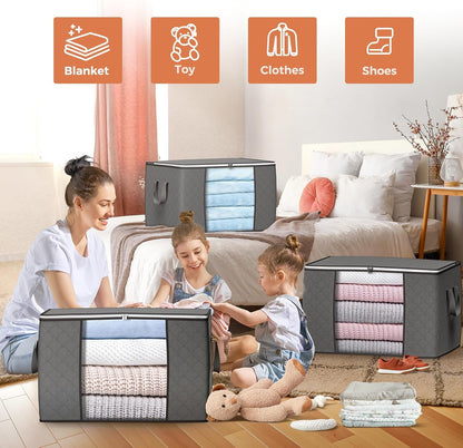 90L Large Storage Bags, 6 Pack Clothes Storage Bins Closet Organizers