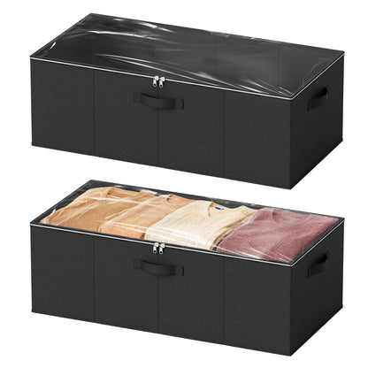 SpaceAid 2 Pack 10" High Under Bed Storage Containers, Large Underbed Storage Organizer Bins with Lids for Bedroom, Dorm, Clothes, Closet Organization, Bed Sheets and Blankets (Gray)