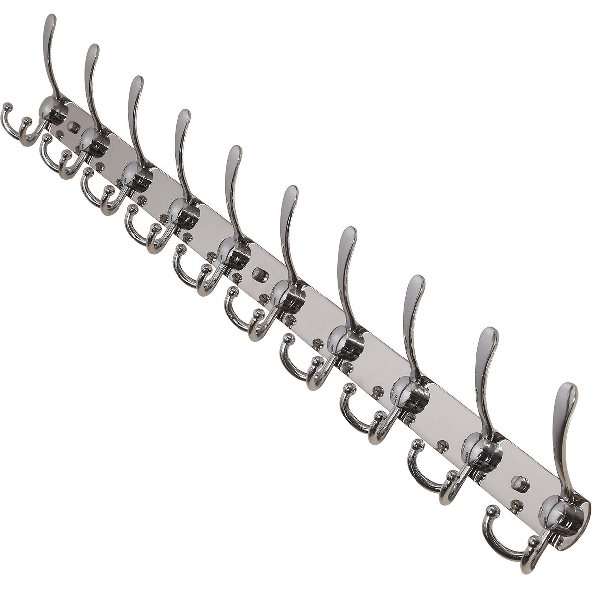Dseap Coat Rack Wall Mounted - 5 Tri Hooks, Heavy Duty, Stainless Steel, Metal Coat Hook Rail for Coat Hat Towel Purse Robes Mudroom Bathroom Entryway (Black, 2 Packs)