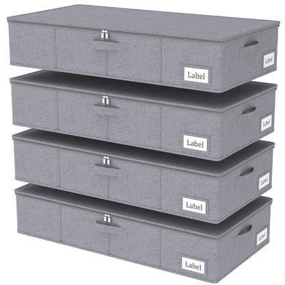Yawinhe 27L UnderBed Storage Containers,2 Pack Closet Organizers,Beige