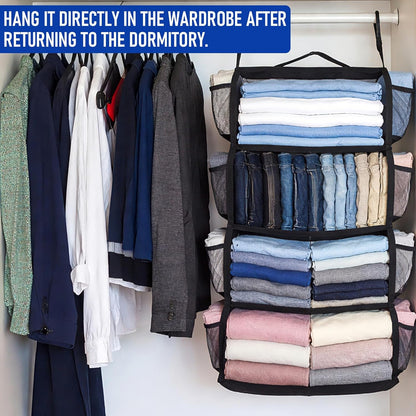 Hanging Suitcase Organizer Travel Black 4 Layer Clothes Shelves