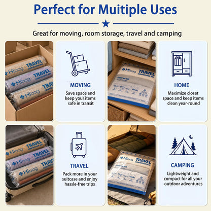 Compression Bags for Travel Essentials, Roll Up Bags No Vacuum Needed