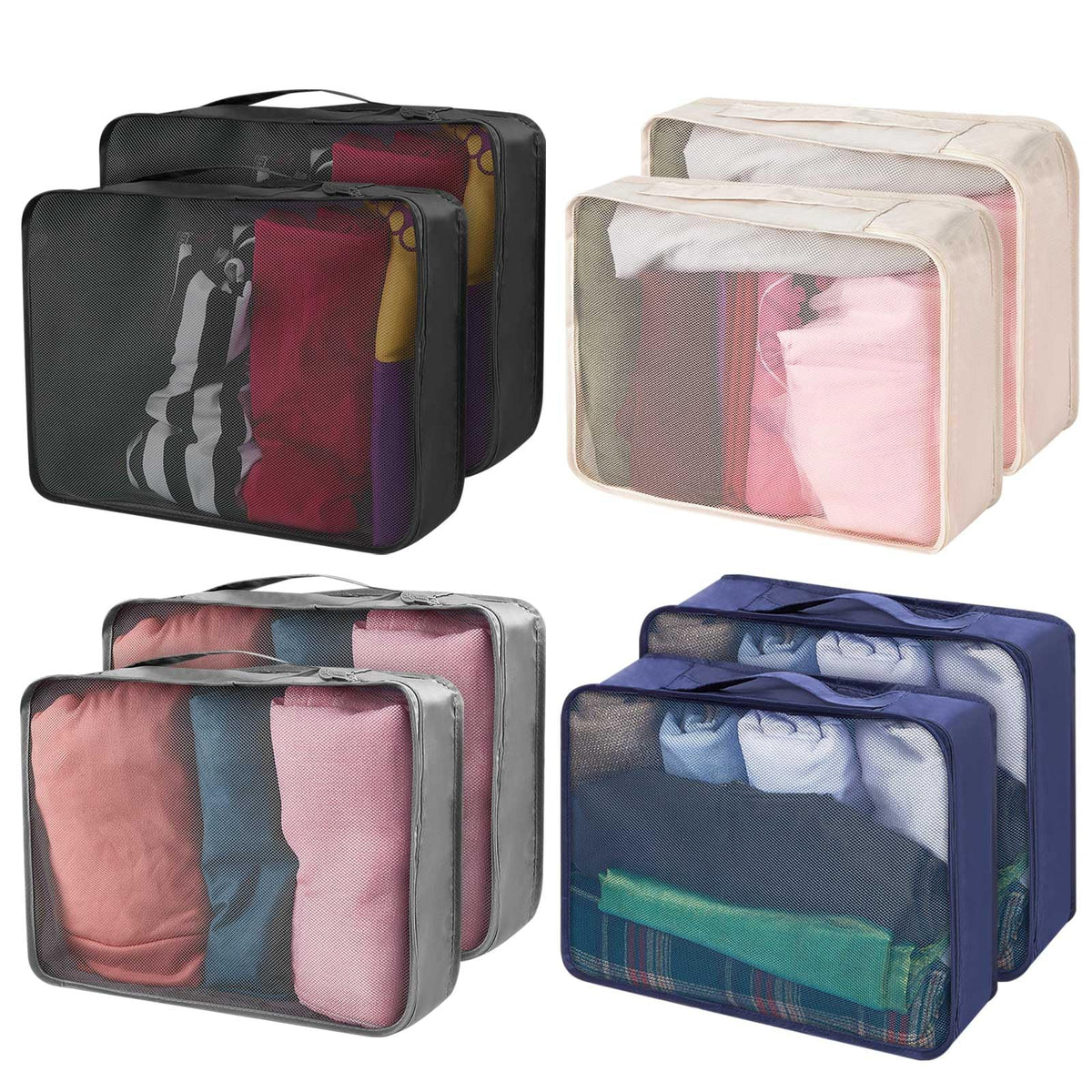Silkfly 4 Pcs XL Packing Cube for Travel Luggage,Simple,Gray