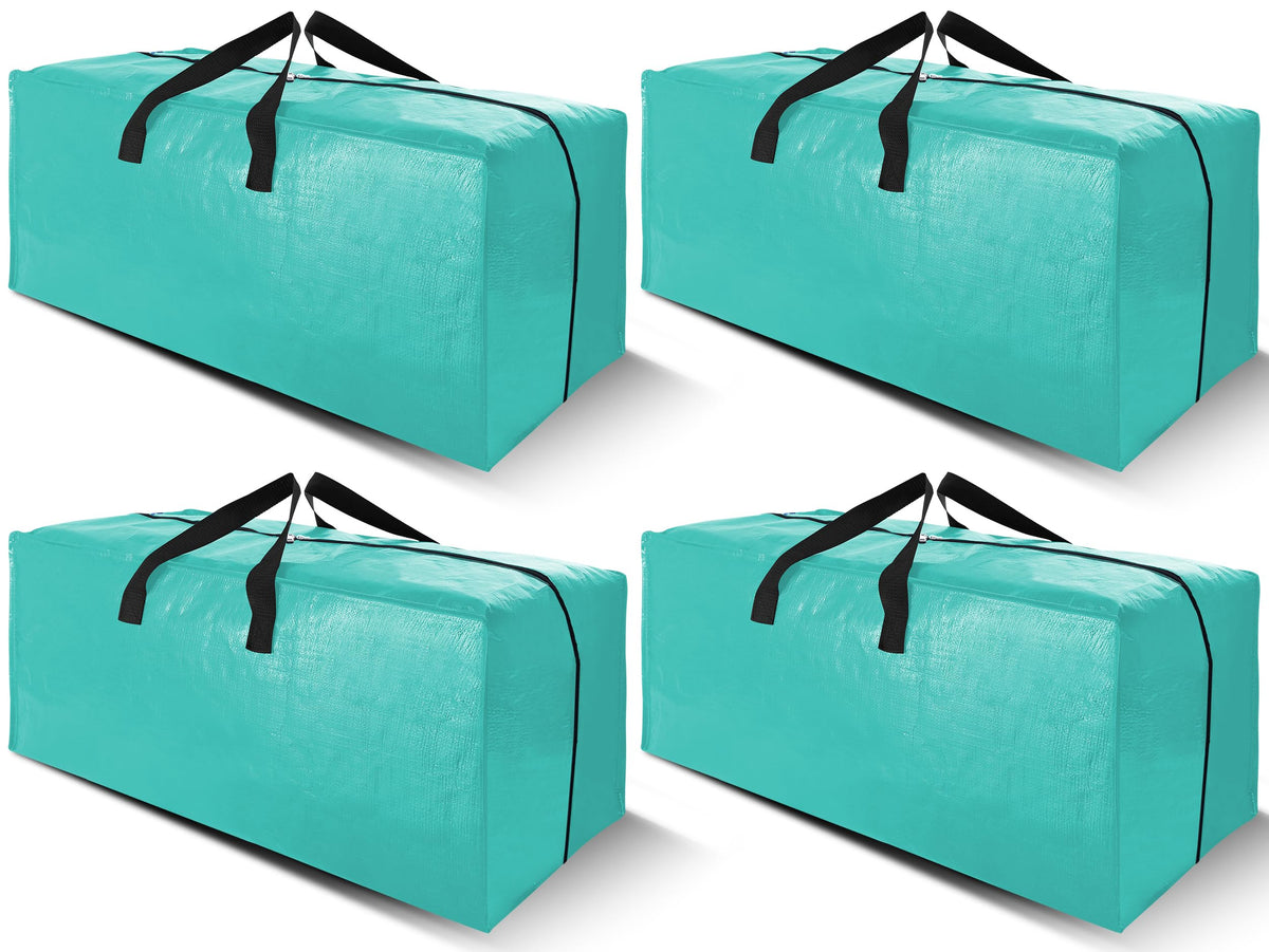 Cosy Family 8 Pack Heavy Duty Extra Large Moving Bags with Backpack Straps - Strong Handles & Zippers, Storage Totes For Space Saving, Fold Flat, Alternative to Moving Box (Set of 8, Blue)