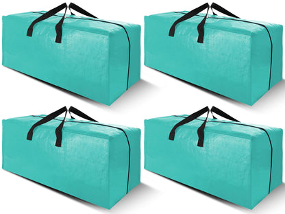 Cosy Family 8 Pack Heavy Duty Extra Large Moving Bags with Backpack Straps - Strong Handles & Zippers, Storage Totes For Space Saving, Fold Flat, Alternative to Moving Box (Set of 8, Blue)