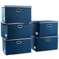 PRANDOM Large Collapsible Storage Bins with Lids [3-Pack] Linen/Cotton Blend Foldable Storage Boxes Organizer Containers Baskets Cube with Cover for Home Bedroom Closet Office Nursery(17.7x11.8x11.8)