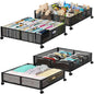 PHINOX Under Bed Storage Container with wheels,Patterned,Metal,2 Pack,Black