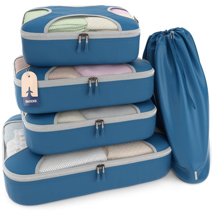 Shacke 5 Set Packing Cubes for Travel with Laundry Bag (Green Grass)
