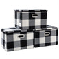 PRANDOM Large Collapsible Storage Bins with Lids [3-Pack] Linen/Cotton Blend Foldable Storage Boxes Organizer Containers Baskets Cube with Cover for Home Bedroom Closet Office Nursery(17.7x11.8x11.8)