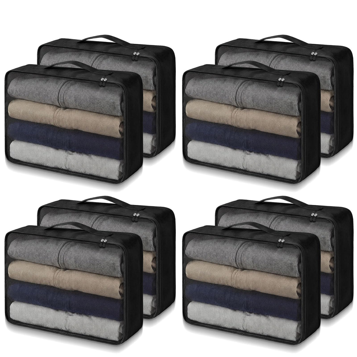 Silkfly 4 Pcs XL Packing Cube for Travel Luggage,Simple,Gray