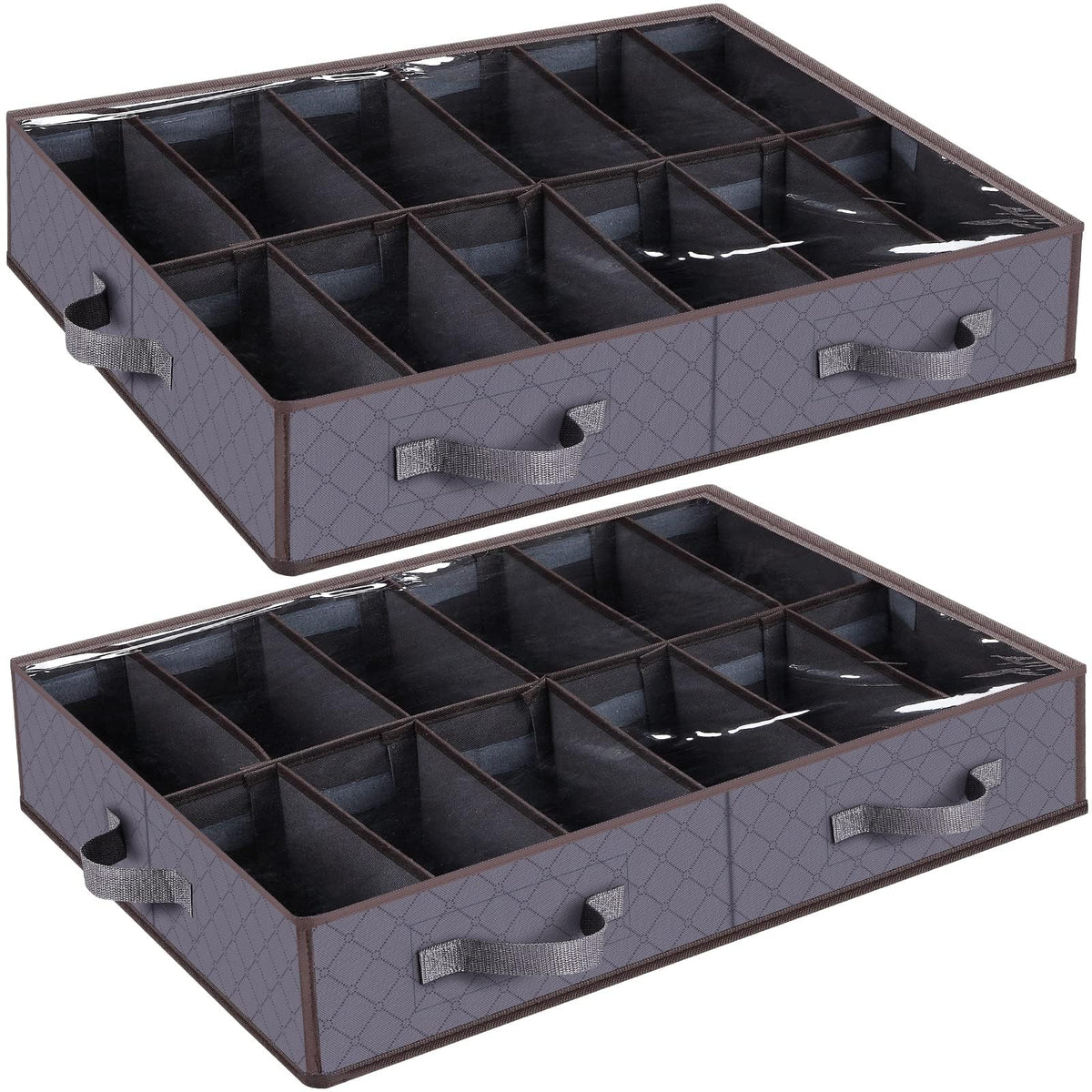 Set of 2, Under Bed Shoe Storage, Beige