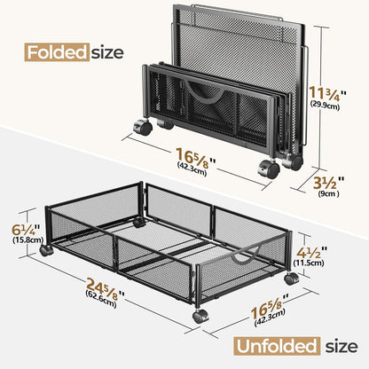 Yecaye Under Bed Storage with Wheels, 2 Pack Under Bed Shoe Storage, Black