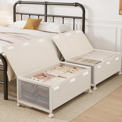 Fokyfok 2Pack Under Bed Storage Containers,12 inch Height,31 inch Long
