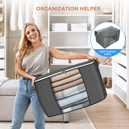 90L Large Storage Bags, 6 Pack Clothes Storage Bins Closet Organizers