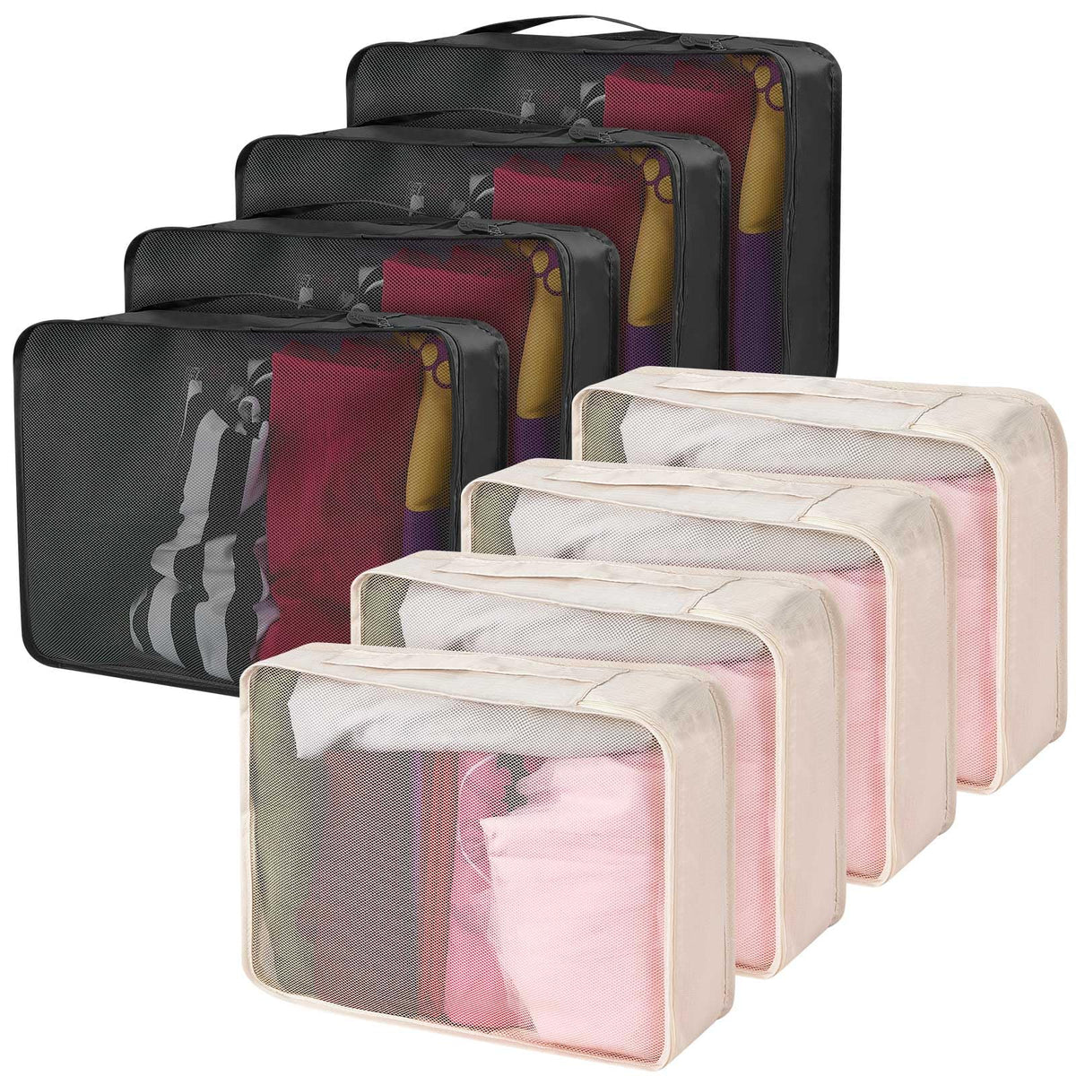 Silkfly 4 Pcs XL Packing Cube for Travel Luggage,Simple,Gray