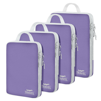 4 Set Compression Packing Cubes For Travel Bags Organizer For Luggage Suitcase Organizer, Compression Bags For Travel Accessories Luggage Storage Set (4 Pcs, Pink Leoparda)