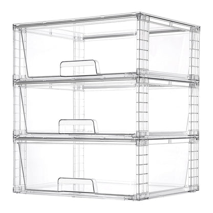 Vtopmart 2 Pack Large Clear Stackable Plastic Storage Drawers for Closet