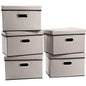PRANDOM Large Collapsible Storage Bins with Lids [3-Pack] Linen/Cotton Blend Foldable Storage Boxes Organizer Containers Baskets Cube with Cover for Home Bedroom Closet Office Nursery(17.7x11.8x11.8)