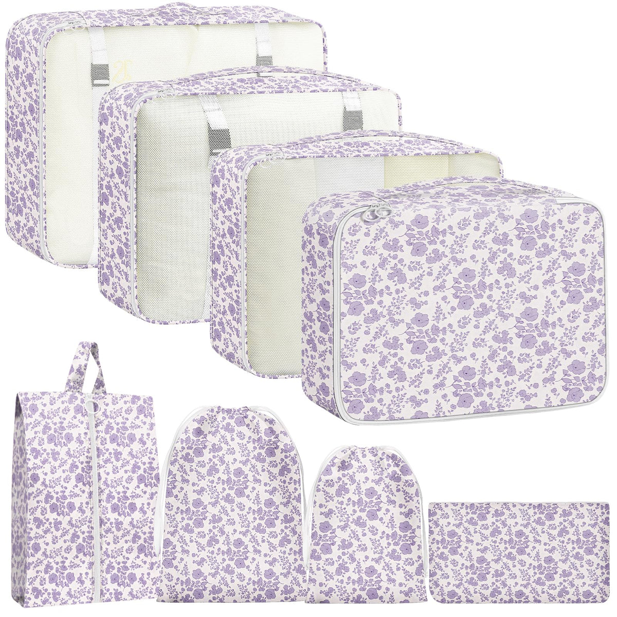 Packing Cubes for Travel - 8 Set Luggage Organizer Bags for Family, Mesh Breathable Packing Cubes for Suitcases Durable Travel Essentials Bags Set