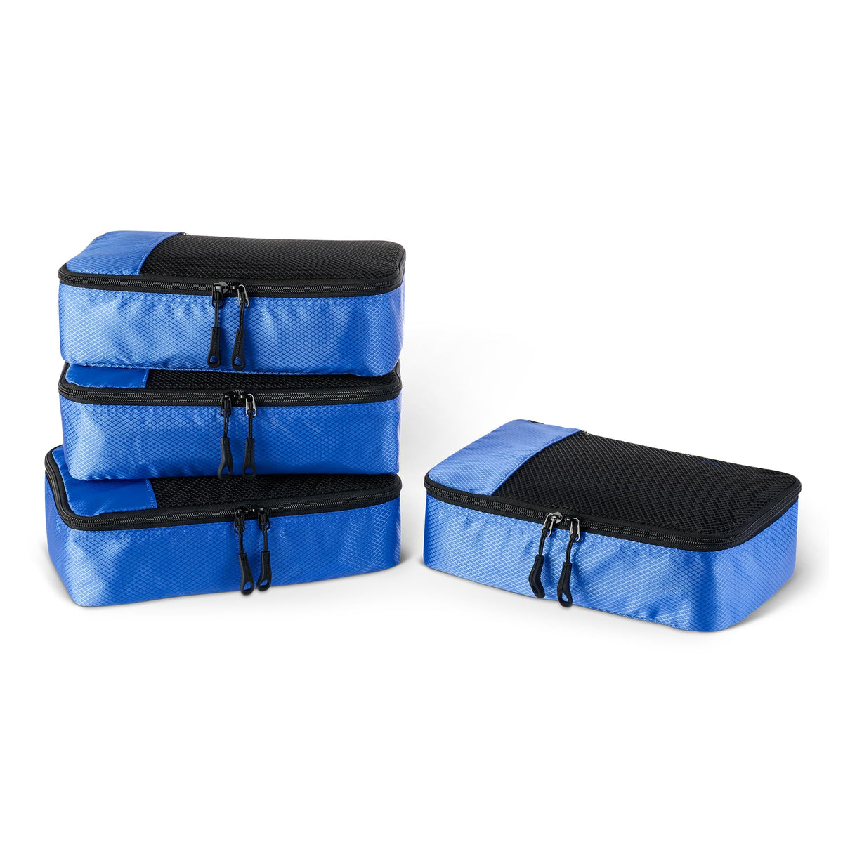 Amazon Essentials 4-Piece Packing Cubes Travel Accessories Set, Luggage Organizer, Suitcase Organizer with Double Zipper, Mesh Top, Space-Saving, Large, Gray (Previously Amazon Basics)