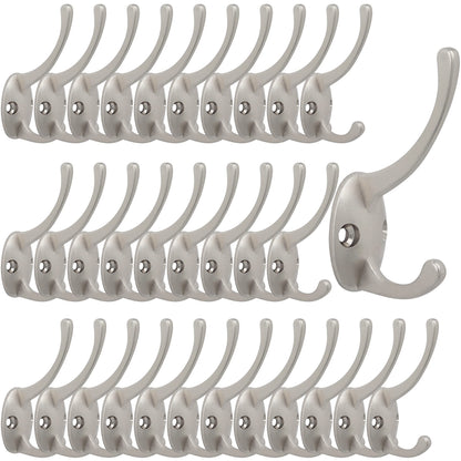 IBosins 32 Pack Black Double Coat Hooks Wall Mounted with 64 Screws