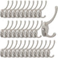 IBosins 32 Pack Black Double Coat Hooks Wall Mounted with 64 Screws