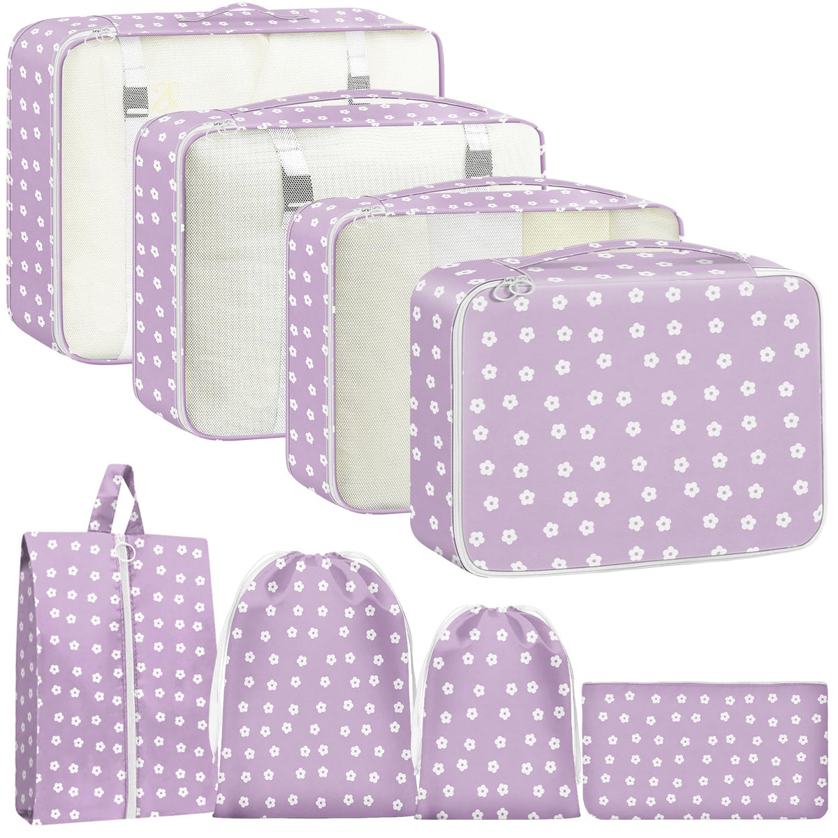 Packing Cubes for Travel - 8 Set Luggage Organizer Bags for Family, Mesh Breathable Packing Cubes for Suitcases Durable Travel Essentials Bags Set