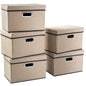 PRANDOM Large Collapsible Storage Bins with Lids [3-Pack] Linen/Cotton Blend Foldable Storage Boxes Organizer Containers Baskets Cube with Cover for Home Bedroom Closet Office Nursery(17.7x11.8x11.8)