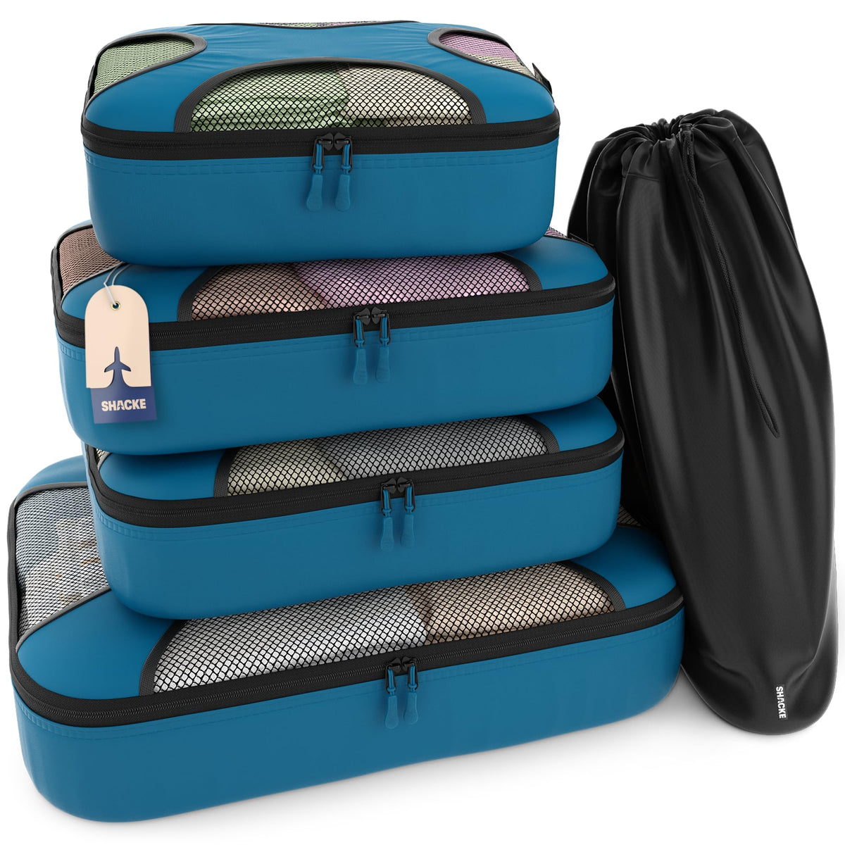 Shacke 5 Set Packing Cubes for Travel with Laundry Bag (Green Grass)