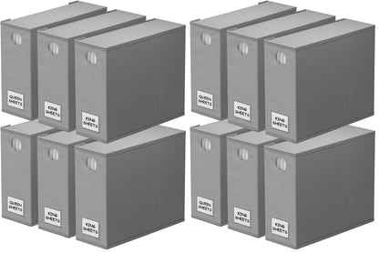 SpaceAid 4 Pack Bed Sheet Organizers and Storage, Foldable Organizer for Linen Closet, Sheets Set Folder Keeper with Window XL (Queen & King Size) Organizing Bedding Container, Gray 91ZDSN-SL01-G4