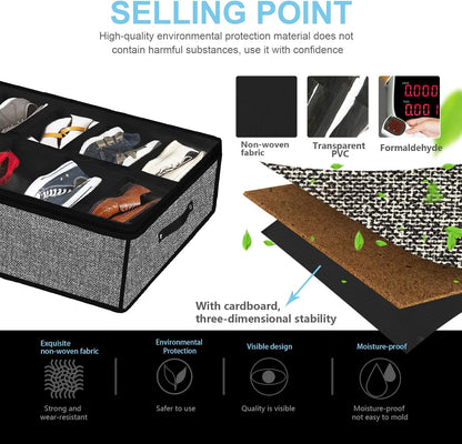 Under Bed Storage Organizer for Closet 2pc-24 Pairs Shoe Boxes