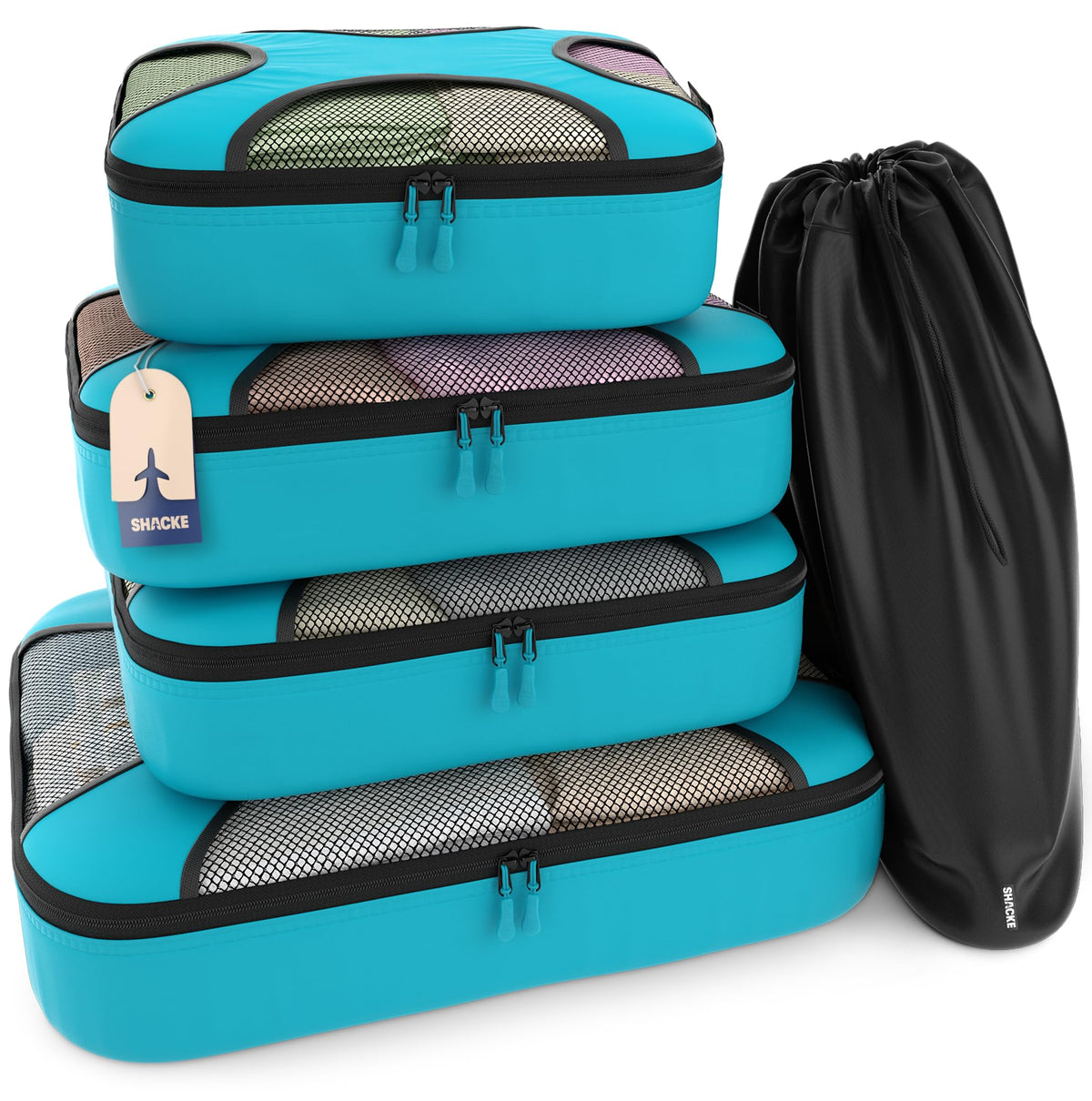 Shacke 5 Set Packing Cubes for Travel with Laundry Bag (Green Grass)