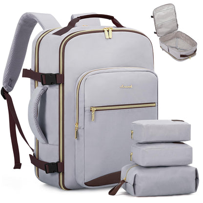 LOVEVOOK 40L Travel Backpack Flight Approved Carry on Backpack,3 Packing Cubes,Waterproof Personal Item Travel Bag,TSA Carry on Luggage Suitcase Travel Essentials,Gifts for Women & Men,fits 17" Laptop