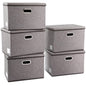 PRANDOM Large Collapsible Storage Bins with Lids [3-Pack] Linen/Cotton Blend Foldable Storage Boxes Organizer Containers Baskets Cube with Cover for Home Bedroom Closet Office Nursery(17.7x11.8x11.8)