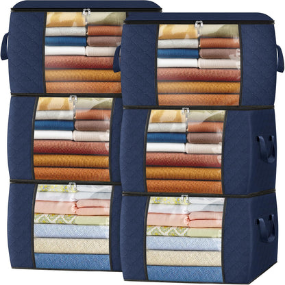 Fab totes 6 Pack Storage Bags for Clothes Blanket Storage Bins with Lids