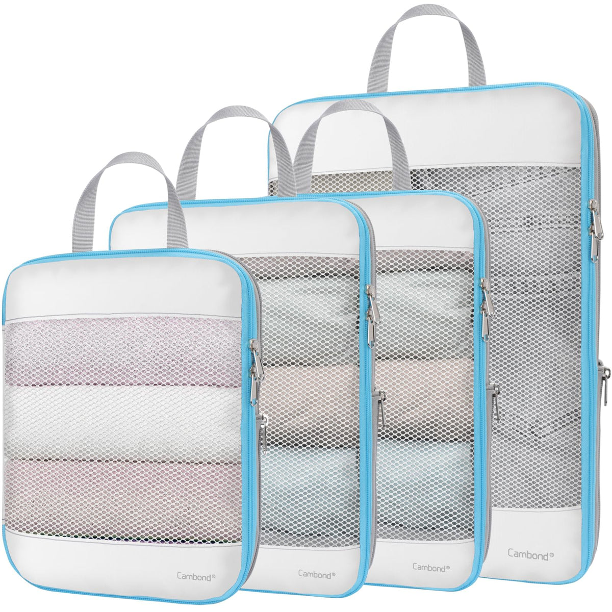 Cambond Mesh Compression Packing Cubes for Travel - 4 Set Organizer, Purple