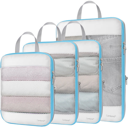 Cambond Mesh Compression Packing Cubes for Travel - 4 Set Organizer, Purple