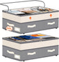 Dolicer 2 Pack Under Bed Storage with Wheels, 6in-10in Height Adjustable Underbed Storage Containers, 92L XXXL Under Bed Drawers Rolling Bin with Clear Lids for Dorm Shoes Clothes Organizers(Grey)