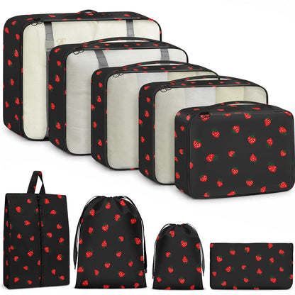 9 Set Packing Cubes for Travel Essentials - Lightweight Carry-On Luggage Organizer Bags with Shoe, Clothes & Laundry Bags for Airplane, Family & Business Travel, Leopard print
