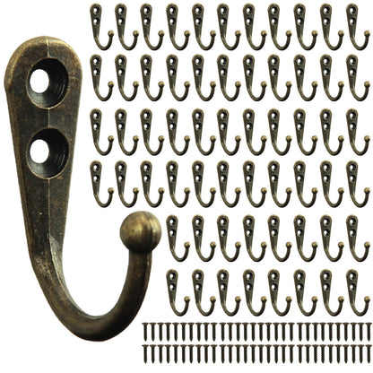 POZEAN Wall Hooks for Hanging, 40 Pack Black Small Coat Hooks with 80 Screws, Heavy Duty Single Prong Wall Hooks for Keys, Cups,Towels,Bag and More