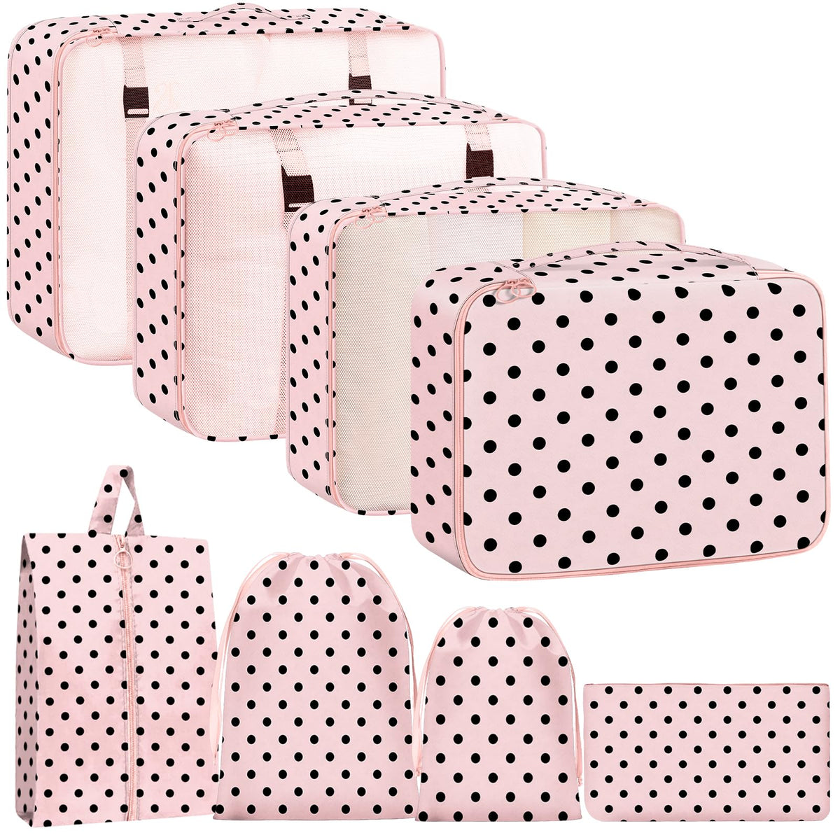 Packing Cubes for Travel - 8 Set Luggage Organizer Bags for Family, Mesh Breathable Packing Cubes for Suitcases Durable Travel Essentials Bags Set