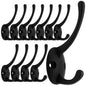 IBosins 32 Pack Black Double Coat Hooks Wall Mounted with 64 Screws