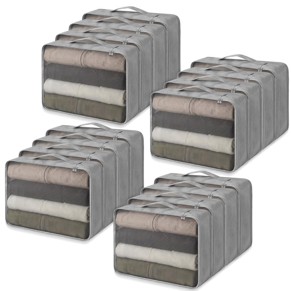 Silkfly 4 Pcs XL Packing Cube for Travel Luggage,Simple,Gray
