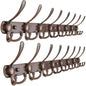 Dseap Coat Rack Wall Mounted - 5 Tri Hooks, Heavy Duty, Stainless Steel, Metal Coat Hook Rail for Coat Hat Towel Purse Robes Mudroom Bathroom Entryway (Black, 2 Packs)