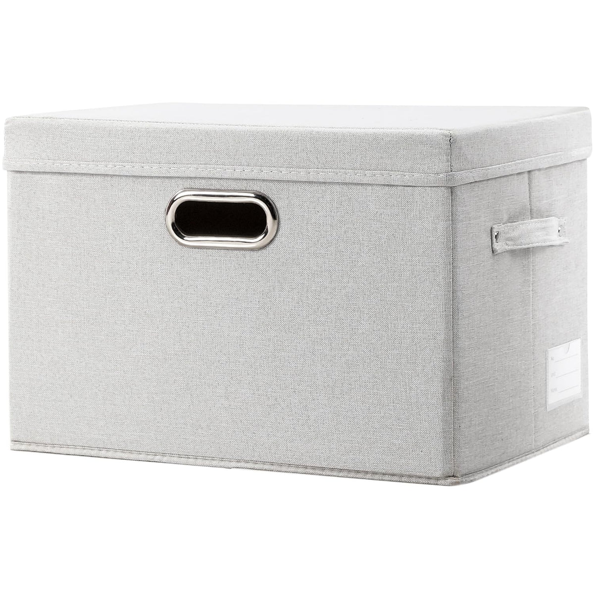 PRANDOM Large Collapsible Storage Bins with Lids [3-Pack] Linen/Cotton Blend Foldable Storage Boxes Organizer Containers Baskets Cube with Cover for Home Bedroom Closet Office Nursery(17.7x11.8x11.8)