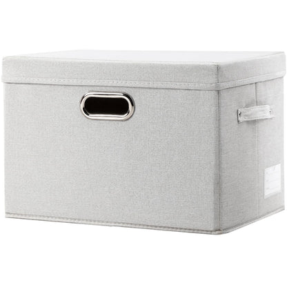 PRANDOM Large Collapsible Storage Bins with Lids [3-Pack] Linen/Cotton Blend Foldable Storage Boxes Organizer Containers Baskets Cube with Cover for Home Bedroom Closet Office Nursery(17.7x11.8x11.8)
