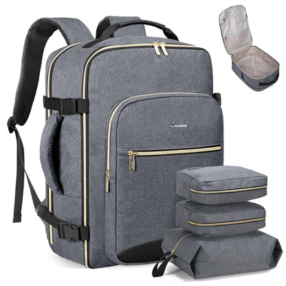 LOVEVOOK 40L Travel Backpack Flight Approved Carry on Backpack,3 Packing Cubes,Waterproof Personal Item Travel Bag,TSA Carry on Luggage Suitcase Travel Essentials,Gifts for Women & Men,fits 17" Laptop