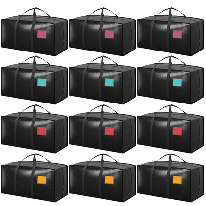 6 Pack Moving Bags Heavy Duty 210GSM with Full-Open Side Zipper, 93L 220lbs Waterproof Foldable Storage Totes for College Dorm Move-In, Moving Boxes Alternative & Home Organization, Blue