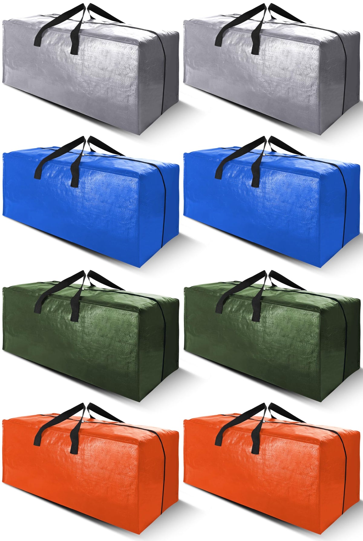 Cosy Family 8 Pack Heavy Duty Extra Large Moving Bags with Backpack Straps - Strong Handles & Zippers, Storage Totes For Space Saving, Fold Flat, Alternative to Moving Box (Set of 8, Blue)